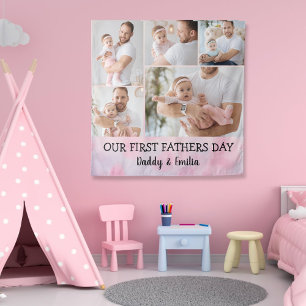 First Fathers day Photo Collage Wall Tapestry