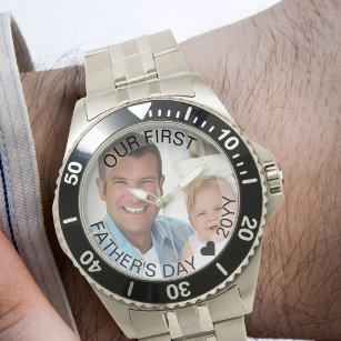 First Fathers Day Photo Semi Transparent Border Watch