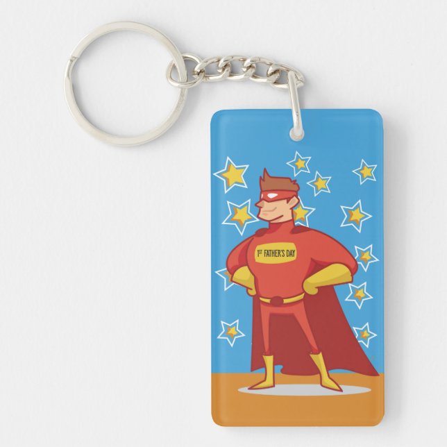 First Father's Day Superhero Key Ring (Front)
