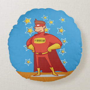 First Father's Day Superhero Round Cushion