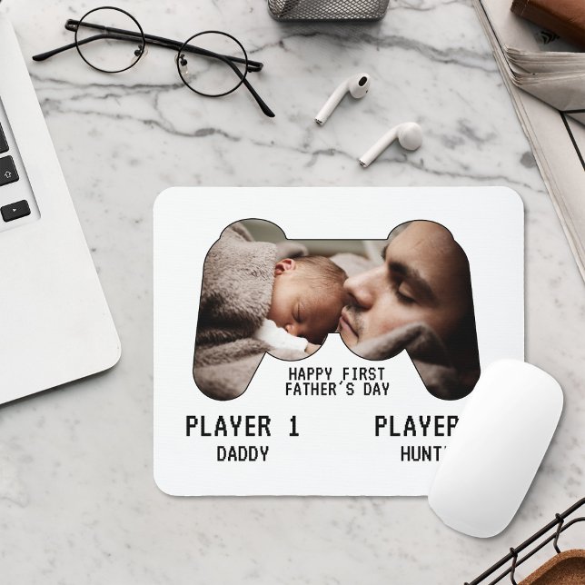 First Father's Day Video Game Player Photo Mouse Pad (Creator Uploaded)