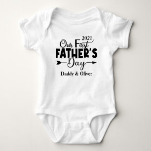 First Father's Day White Baby Bodysuit
