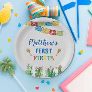 First Fiesta Birthday Party Plate, Boy, Mexican Paper Plate