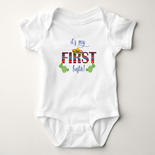 First Fiesta Boy Birthday One-Piece Bodysuit (Front)
