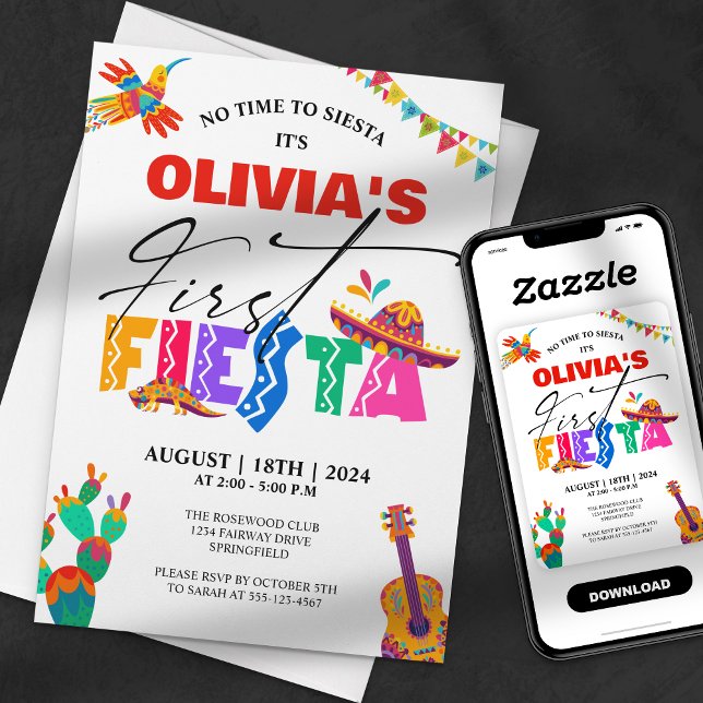First Fiesta - Colourful Mexican 1st Birthday Invitation (Creator Uploaded)