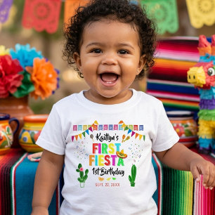 First Fiesta Colourful Mexican 1st Birthday Party Baby T-Shirt