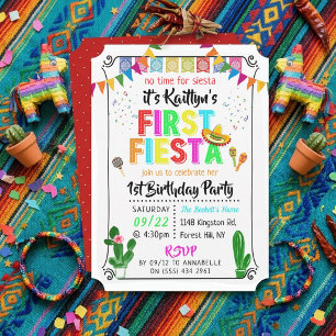 First Fiesta Colourful Mexican 1st Birthday Party Invitation
