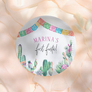 First Fiesta Cute Girl Birthday Paper Plate