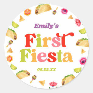 First Fiesta Taco 1st Birthday Party Classic Round Sticker