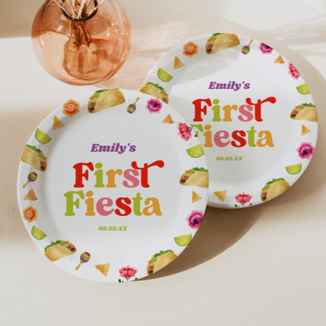 First Fiesta Taco 1st Birthday Party Paper Plate (Creator Uploaded)