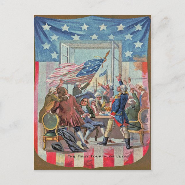 First Fourth of July American Flag Postcard (Front)