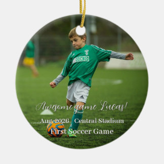 First Game Sport Christmas Family Photo Ceramic Tree Decoration