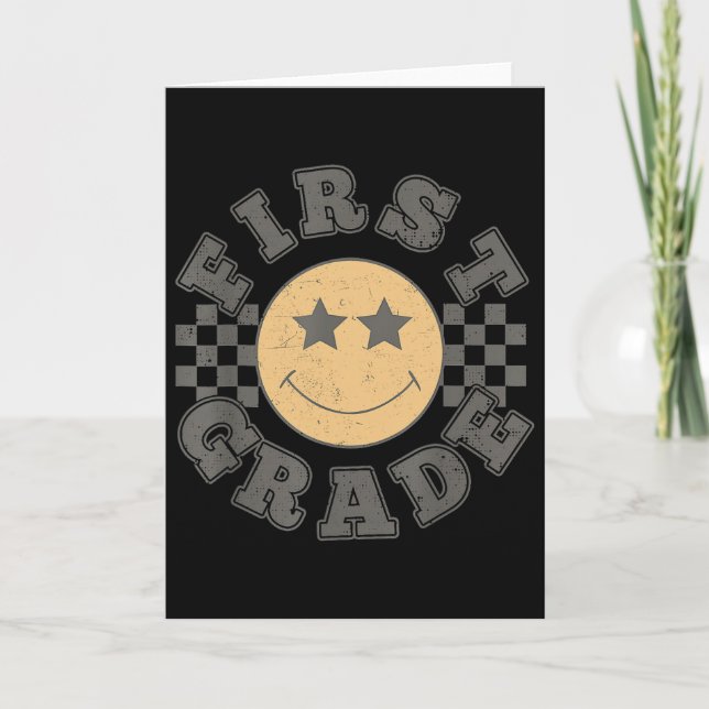 First Grade, 1st Grade First Day Of School Teacher Card (Front)