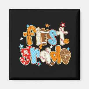 First Grade Back To School Baseball Basketball Pre Magnet