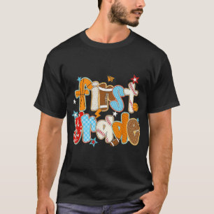 First Grade Back To School Baseball Basketball Pre T-Shirt