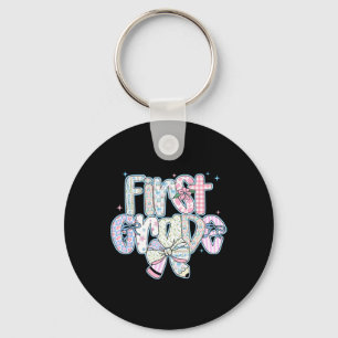 First Grade Back To School Coquette Preppy Pencil Key Ring