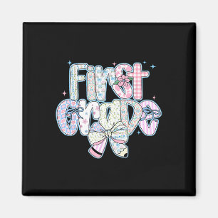 First Grade Back To School Coquette Preppy Pencil Magnet