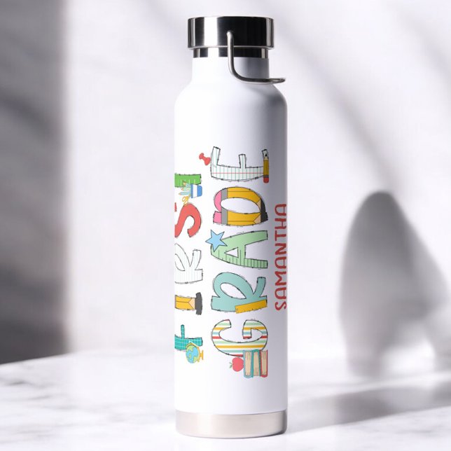 First Grade Back to School Personalised Water Bottle (Creator Uploaded)