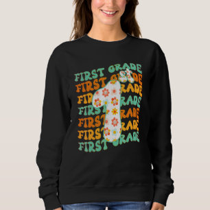 First Grade Back To School Retro 70s Teacher Group Sweatshirt