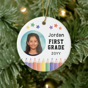 First Grade Colourful Photo Kids Keepsake Ceramic Tree Decoration