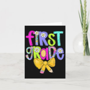 First Grade Coquette Bow Back To School First Day  Card