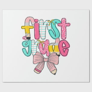 First Grade Coquette Bow Back To School First Day Wrapping Paper
