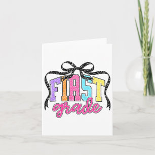 First Grade Coquette Bow Back To School Funny Teac Card
