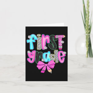 First Grade Coquette Bow First Day Of School Back  Card