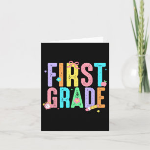 First Grade Coquette Bow Pencil First Day Back To  Card