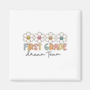 First Grade Dream Team Retro Ck To School Teacher Magnet