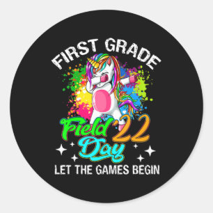 First Grade Field Day 2022 Let The Games Begin Kid Classic Round Sticker