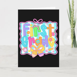 First Grade Girls Ck To School Bow Cute Coquette P Card