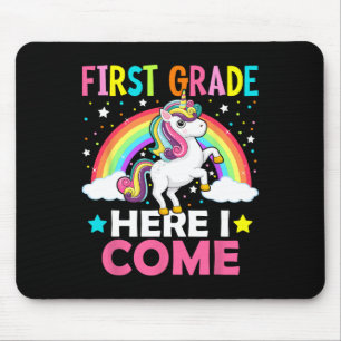 First Grade Here I Come Unicorn Back To School 1st Mouse Pad