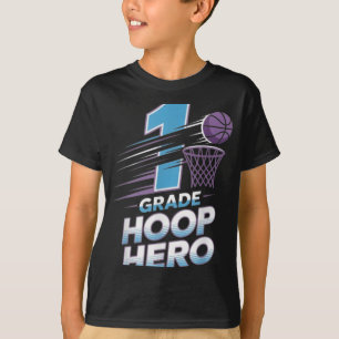 First Grade Hoop Hero -1st Grade Basketball Back T T-Shirt