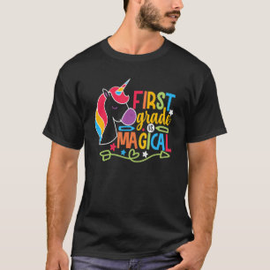 First Grade Is Magical Unicorn Rainbow Back To Sch T-Shirt