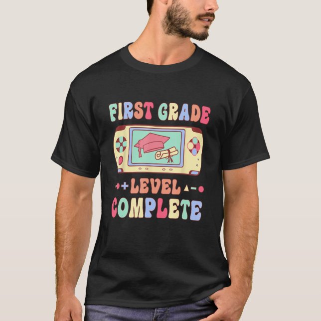 First Grade Level Complete Graduation Student Vide T-Shirt (Front)