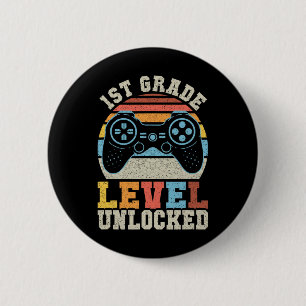 First Grade Level Unlocked Gamer 1st Day Of School 6 Cm Round Badge