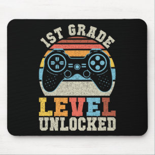 First Grade Level Unlocked Gamer 1st Day Of School Mouse Pad