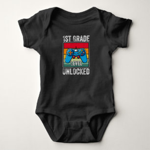 First Grade Level Unlocked Video Game Student Gift Baby Bodysuit