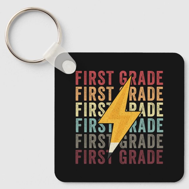 First Grade Lightning Bolt Pencil 1th Grade Key Ring (Front)