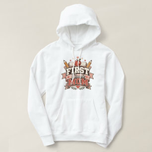 First Grade Mum Retro School Design Hoodie