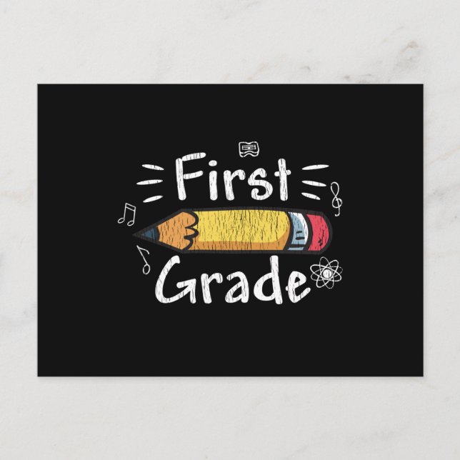 First Grade Pencil Back to School Student Kids Postcard (Front)