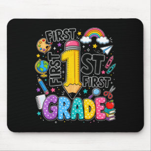 First grade rainbow pencil back to school mouse pad