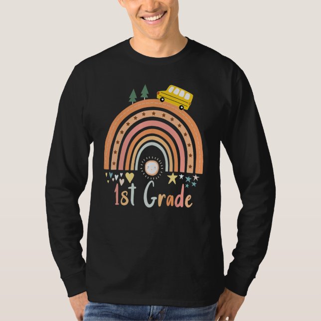 First Grade Rainbow Team Hello 1st Grade Rocks Squ T-Shirt (Front)