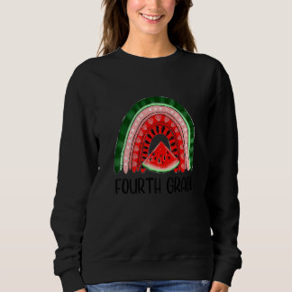 First Grade Rainbow Watermelon Girls Teacher Team  Sweatshirt
