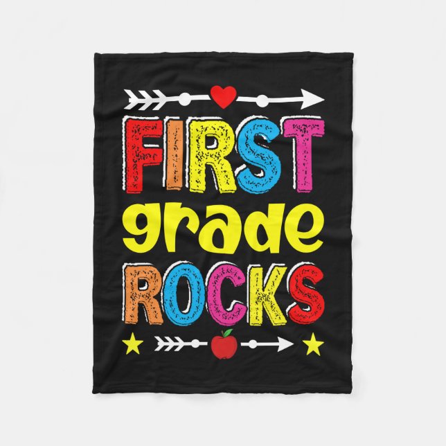 First Grade Rock Back To School Fleece Blanket (Front)