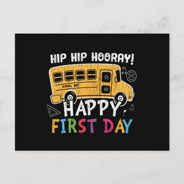 First Grade School Teacher Kids Back To School Bus Postcard (Front)
