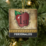 First Grade School Teachers Rock Ceramic Ornament<br><div class="desc">🥇AN ORIGINAL COPYRIGHT ART DESIGN by Donna Siegrist ONLY AVAILABLE ON ZAZZLE! A Vintage styled First Grade School Teacher Christmas Ornament ready for you to personalize. ✔NOTE: ONLY CHANGE THE TEMPLATE AREAS NEEDED! 😀 If needed, you can remove some of the text and start fresh adding whatever text and font...</div>
