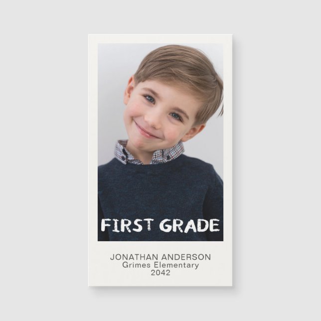 First Grade School Year Photo Keepsake Magnet (Front)