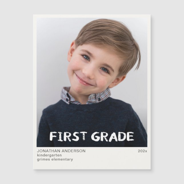 First Grade School Year Photo Keepsake Magnet (Front)